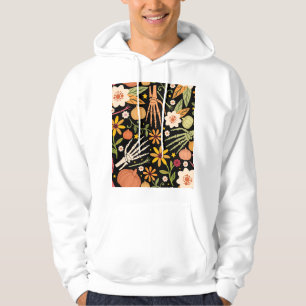 Veste À Capuche Os d'Halloween, motif floral sans couture.