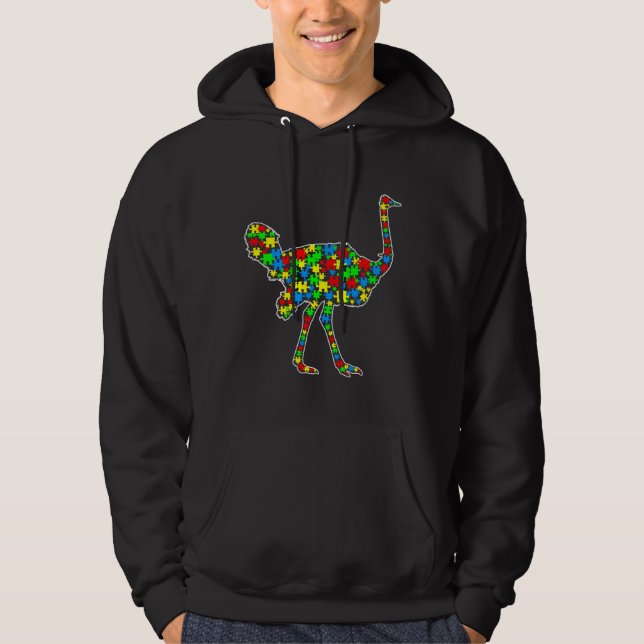 Veste À Capuche Ostrich Funny Puzzle Animals Autism Awareness (Devant)