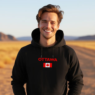 Veste À Capuche Ottawa Canada Drapeau canadien Couleur foncée