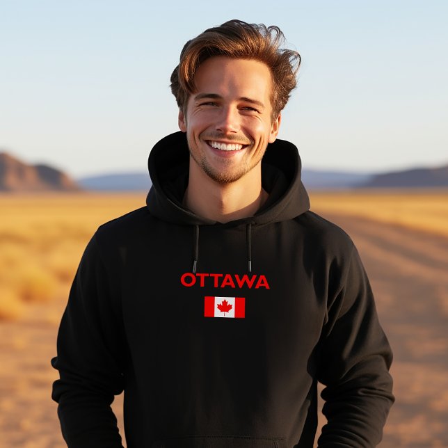 Veste À Capuche Ottawa Canada Drapeau canadien Couleur foncée (Créateur téléchargé)