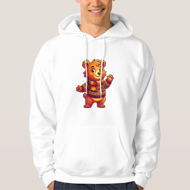 Veste À Capuche Ours Cozy en pull nordique (Devant)