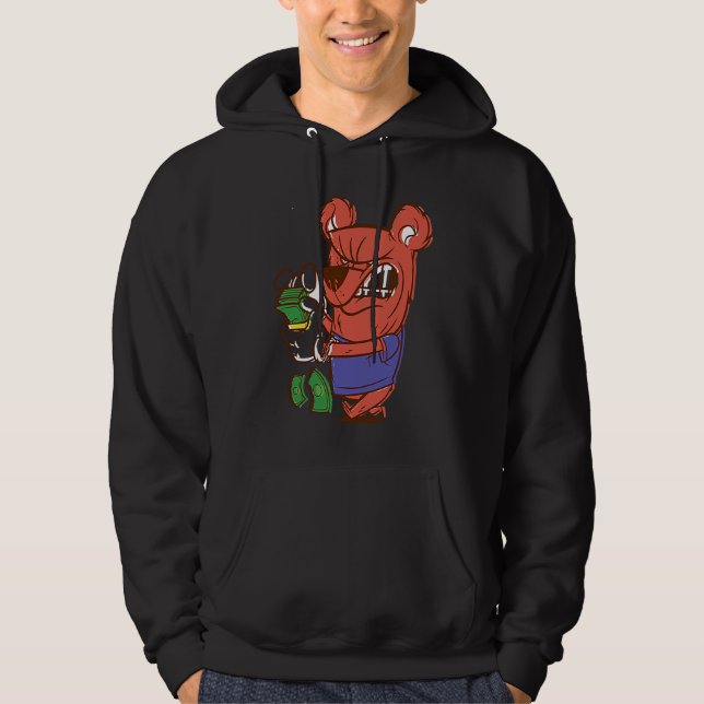 Veste À Capuche ours en colère comptant de l'argent (Devant)