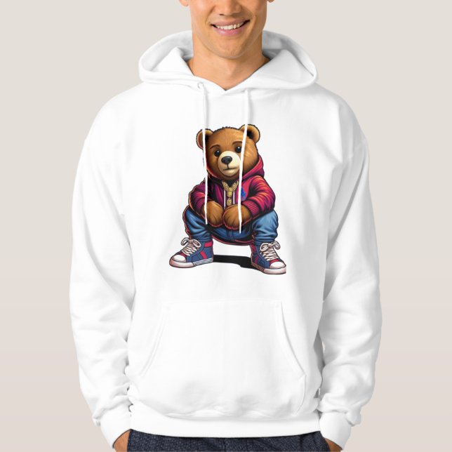 Veste À Capuche Ours en peluche urbain (Devant)
