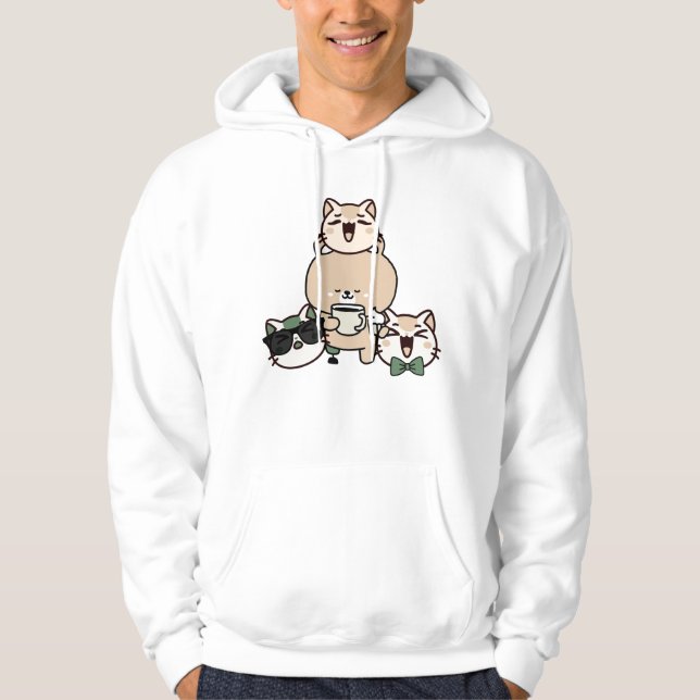 Veste À Capuche Ours mignon avec prothèse de jambe, café et cupcak (Devant)