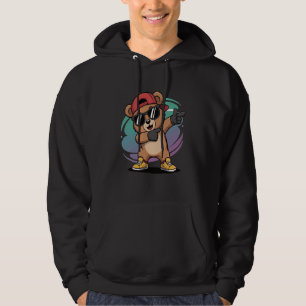 Veste À Capuche Ours qui fait dab avec casquette et lunettes de so