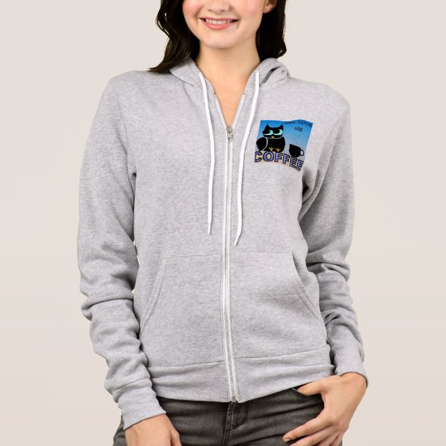 Veste À Capuche Owl adore son café (Devant)