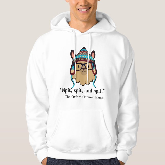 Veste À Capuche Oxford comma llama grammar nerd black text spit (Devant)