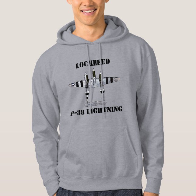 Veste À Capuche P-38 Rayures du jour J avec éclair Lockheed P-38 (Devant)