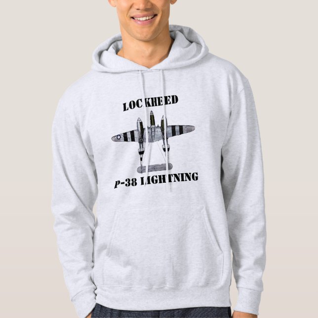 Veste À Capuche P-38 Rayures du jour J avec éclair Lockheed P-38 (Devant)