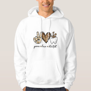 Veste À Capuche Paix Amour Dentaire Léopard Cœur Dents Mignon Dent