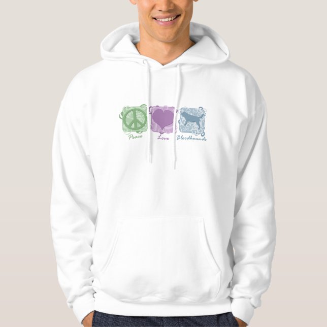Veste À Capuche Paix, amour, et limiers en pastel (Devant)
