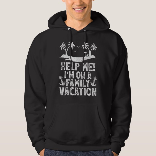 Veste À Capuche Palm Tree Beach Vacation Aidez-moi Je suis en fami (Devant)