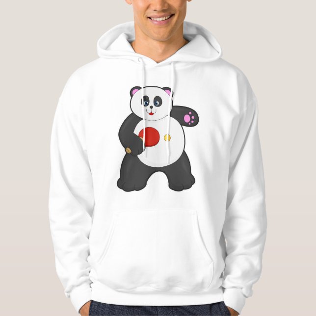 Veste À Capuche Panda au ping-pong avec raquette de ping-pong (Devant)