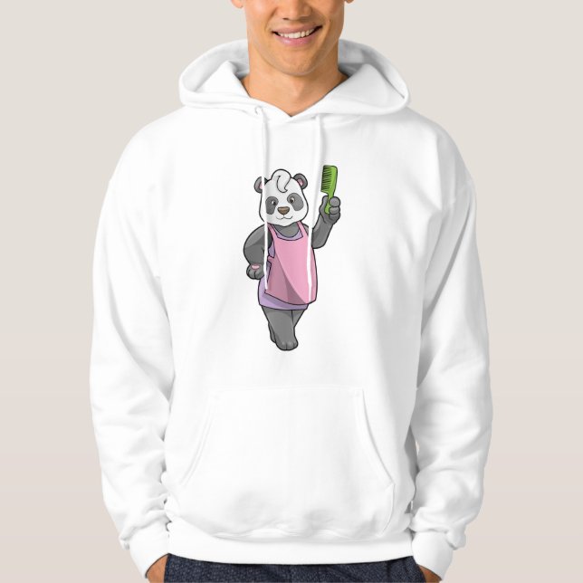 Veste À Capuche Panda comme coiffeur avec peigne (Devant)