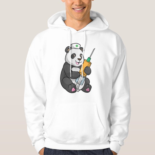 Veste À Capuche Panda comme infirmière avec seringue (Devant)