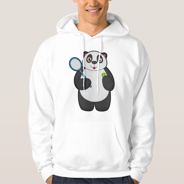 Veste À Capuche Panda comme joueur de tennis avec raquette de tenn (Devant)