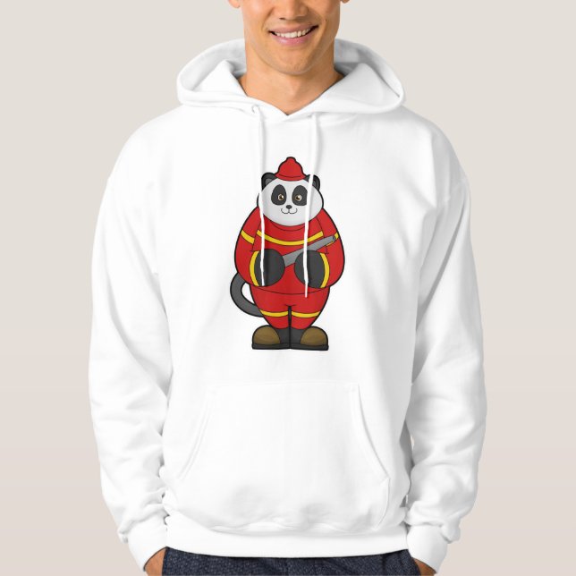 Veste À Capuche Panda comme pompier avec tuyau (Devant)