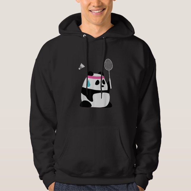 Veste À Capuche Panda de badminton épuisé drôle mignon (Devant)