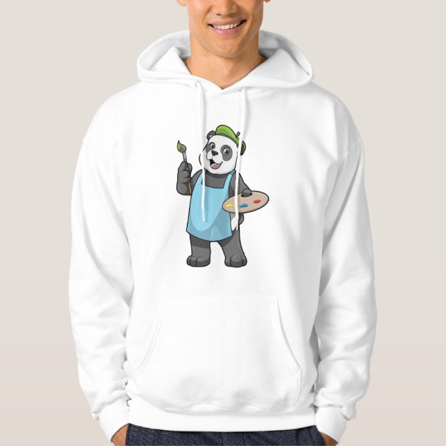 Veste À Capuche Panda en peintre avec pinceau et couleur (Devant)
