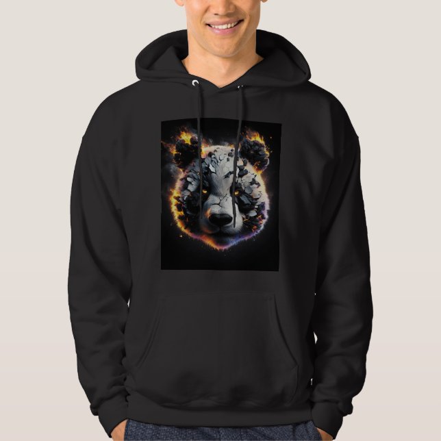 Veste À Capuche Panda Inferno – Panda Numérique de Feu (Devant)