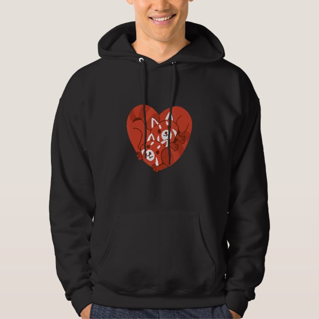 Veste À Capuche Panda Rouge Aimer Pandas mignons Animaux Ours (Devant)