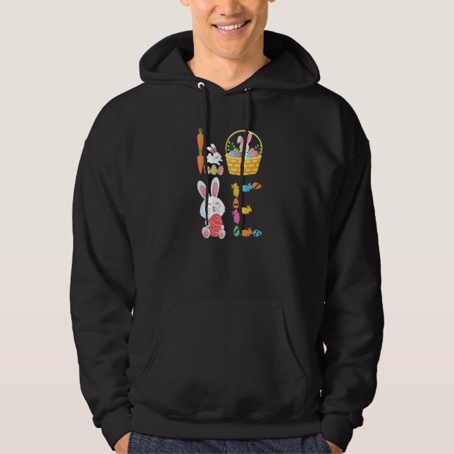 Veste À Capuche Panier d'oeufs de Pâques avec oeuf de lapin Graphi (Devant)