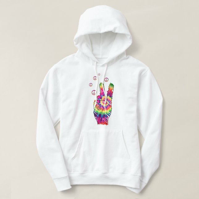 Veste À Capuche Panneau de Paix Psychédélique Rétro Arc-en-Ciel (Design devant)