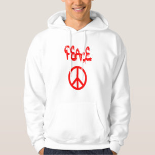 Veste À Capuche Panneau de Paix Rouge avec Paix Expliquée en Graf