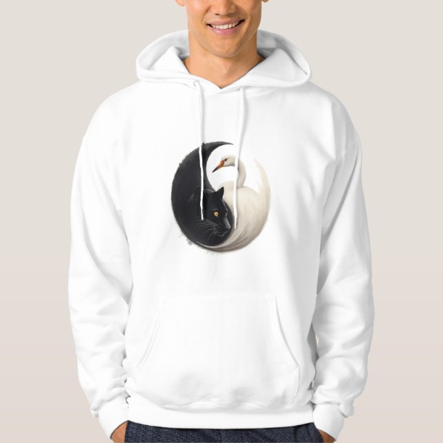 Veste À Capuche Panthère et grue Yin Yang Ink Art (Devant)