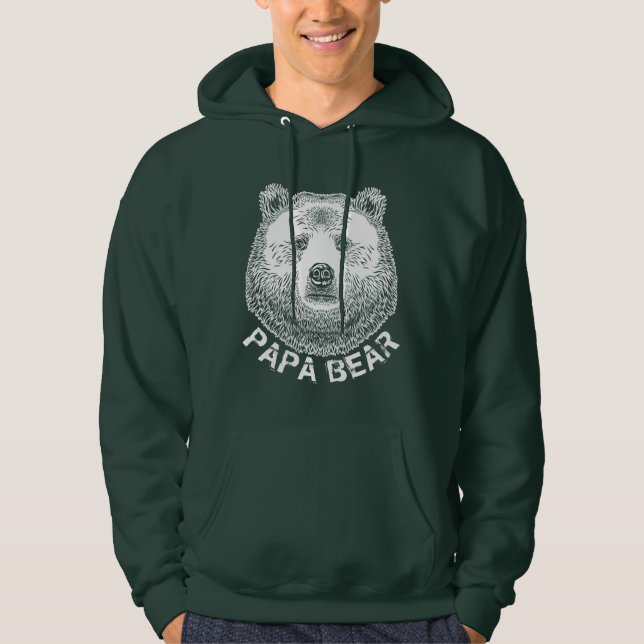 Veste À Capuche Papa Bear, illustration tirée à la main (Devant)