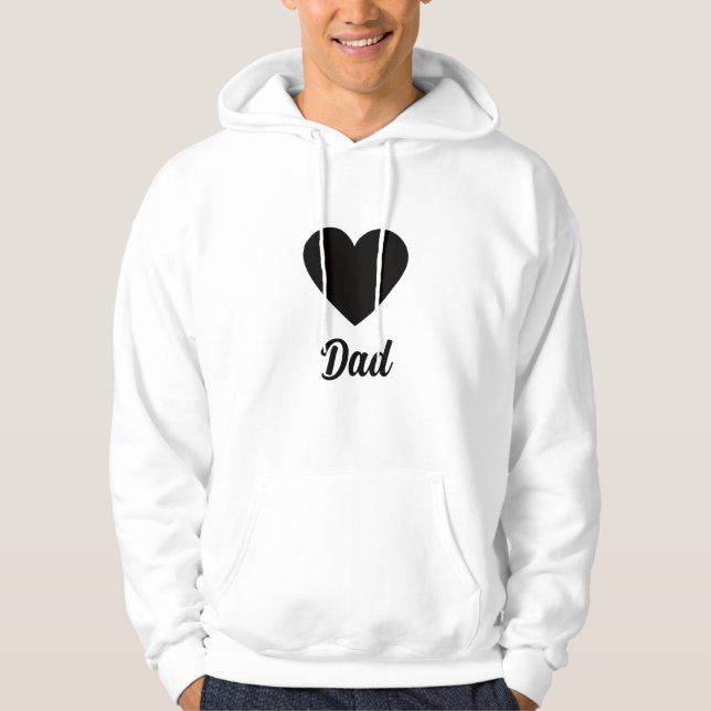 Veste À Capuche Papa - Typographie Classique de Cœur Noir (Devant)