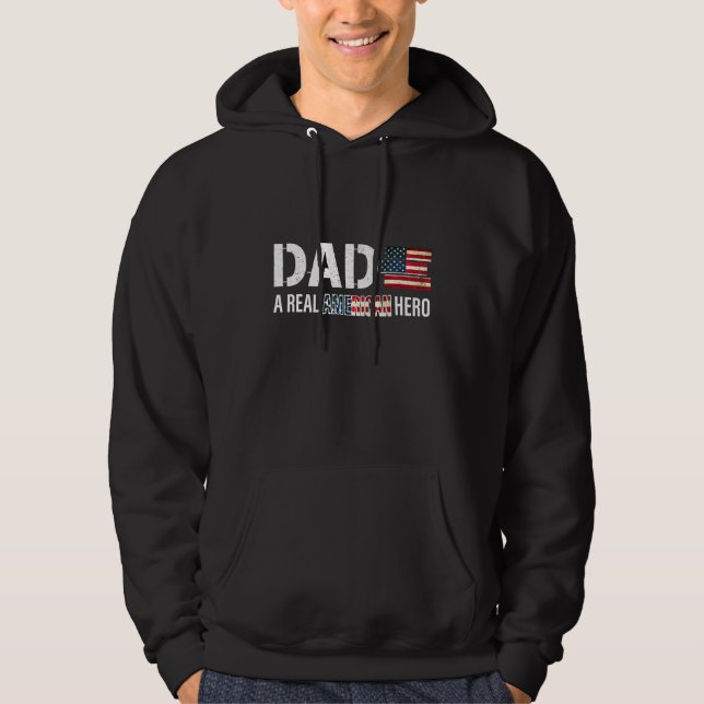 Veste À Capuche Papa, Un Véritable Héros Américain, Fier (Devant)