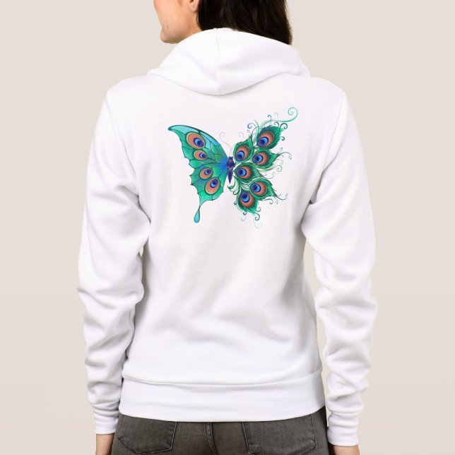 Veste À Capuche Papillon aux plumes de paon vert (Dos)