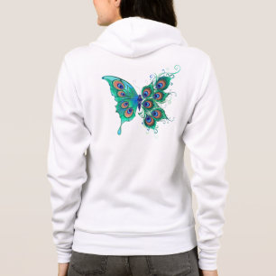 Veste À Capuche Papillon aux plumes de paon vert