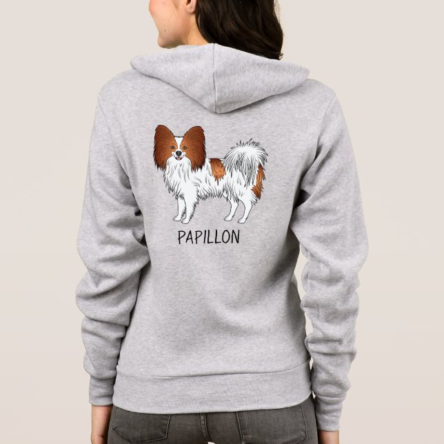 Veste À Capuche Papillon de dessin animé rouge et blanc avec texte (Dos)