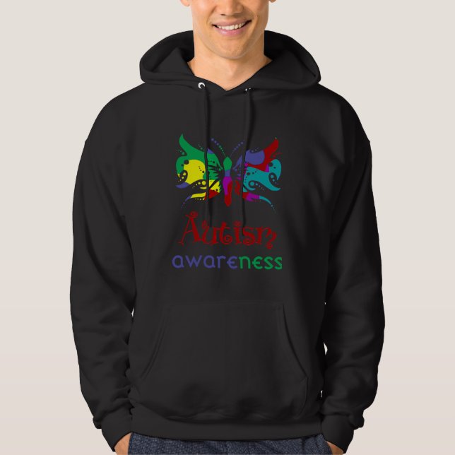 Veste À Capuche Papillon de sensibilisation sur l'autisme (Devant)