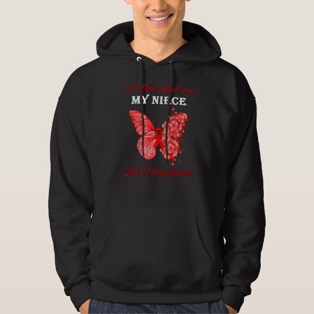 Veste À Capuche Papillon Je Porte Le Rouge Pour Mon Anem Cellule F (Devant)