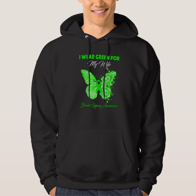 Veste À Capuche Papillon Je Porte Le Vert Pour Ma Femme Blessure D (Devant)