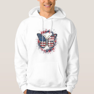 Veste À Capuche Papillon Patriotique Gravure Vintage Vector Design