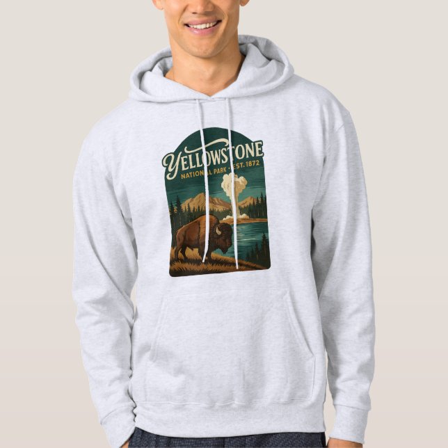Veste À Capuche PARC NATIONAL DE YELLOWSTONE - Affiche de voyage v (Devant)