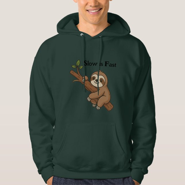 Veste À Capuche Paresseux lent est rapide (Devant)