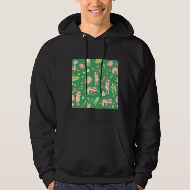 Veste À Capuche Parfum Floral Sur Vert (Devant)