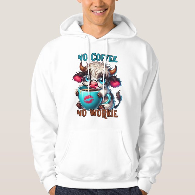 Veste À Capuche Pas de café, pas de travail  (Devant)