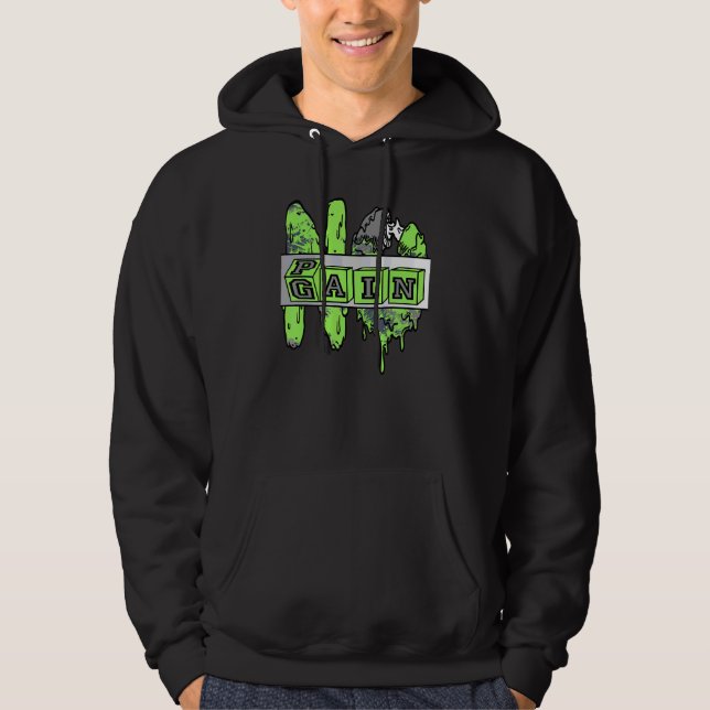 Veste À Capuche Pas de douleur, pas de gain Yup Rétro Haricot Vert (Devant)