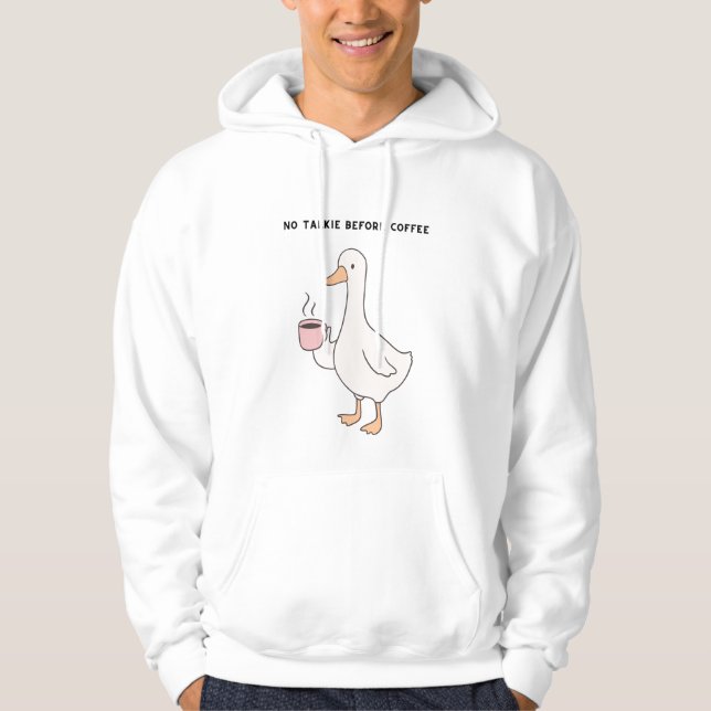Veste À Capuche Pas de Parole Avant le Café – Amoureux du Canard D (Devant)
