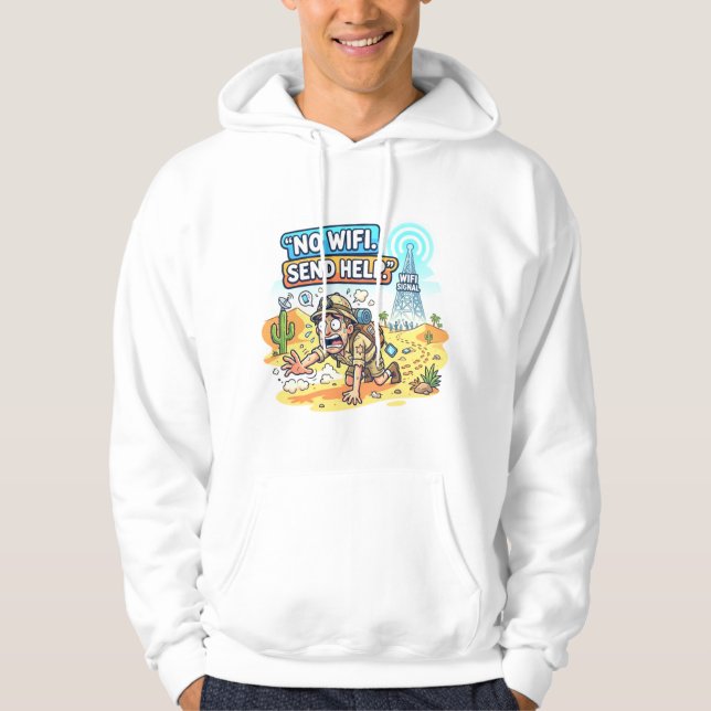 Veste À Capuche Pas de WiFi Envoyez de l'aide Citation drôle d'Int (Devant)