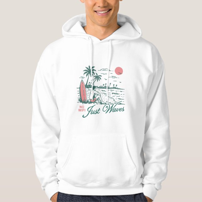 Veste À Capuche Pas de Wifi Juste des Vagues (Devant)