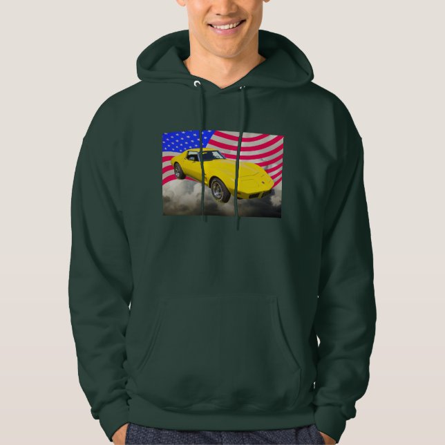 Veste À Capuche Pastenague 1975 de Corvette avec le drapeau (Devant)