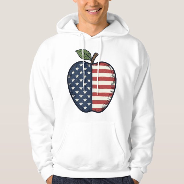 Veste À Capuche Patriotic Apple Vintage Engraving Vector Design_1 (Devant)