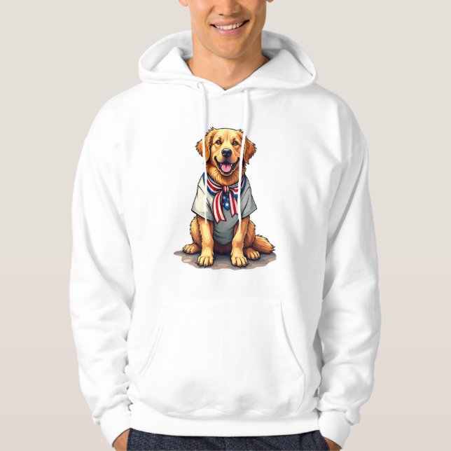 Veste À Capuche Patriotic Golden Dog Vintage Engraving Shirt 2 (Devant)